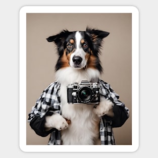 Bad AI photographer dog | Australian Shepherd T-Shirt T-Shirt Sticker